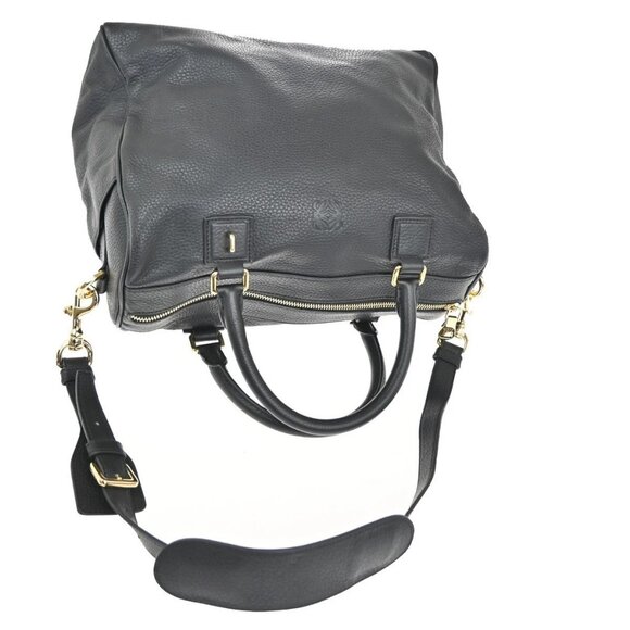 LOEWE Logo Anagram 2Way Shoulder Hand Bag Leather Black GHW Spain 95RL702 - Picture 4 of 16